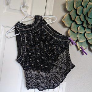 GEORGEOUS VINTAGE SILK, Papell BEADED top | L | EUC  STUNNING!